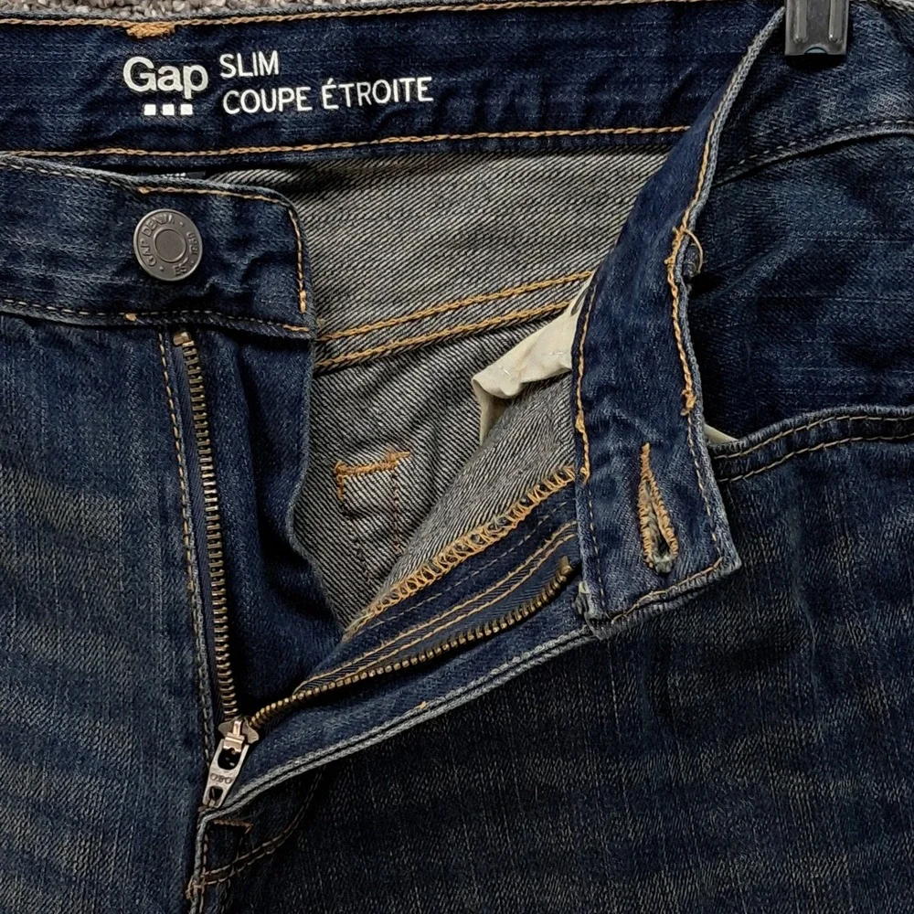 Gap Mens Slim Fit Dark Wash Denim Jeans 31x32 Blue 100% Cotton 7106